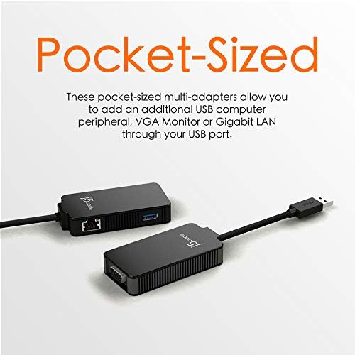 J5Create USB ל- VGA מתאם- USB 3.0/2.0 & gigabit Ethernet Multi Monitor Hub | ממיר כרטיס גרפי חיצוני